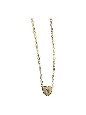 FindChic Gold and Silver Heart Initial 'N' Necklace, One Size